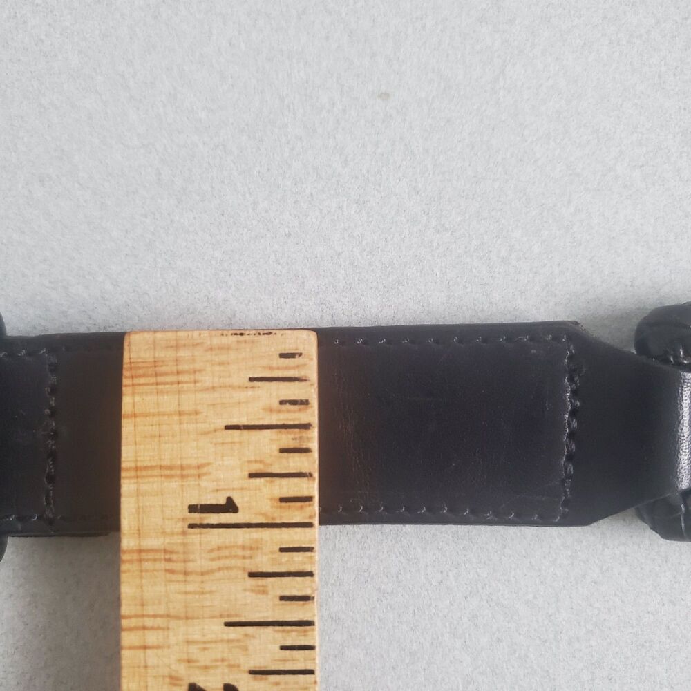 Vintage Fossil Black Leather Belt Medium Interlocking Ring Y2K Waist Belt - Picture 15 of 16